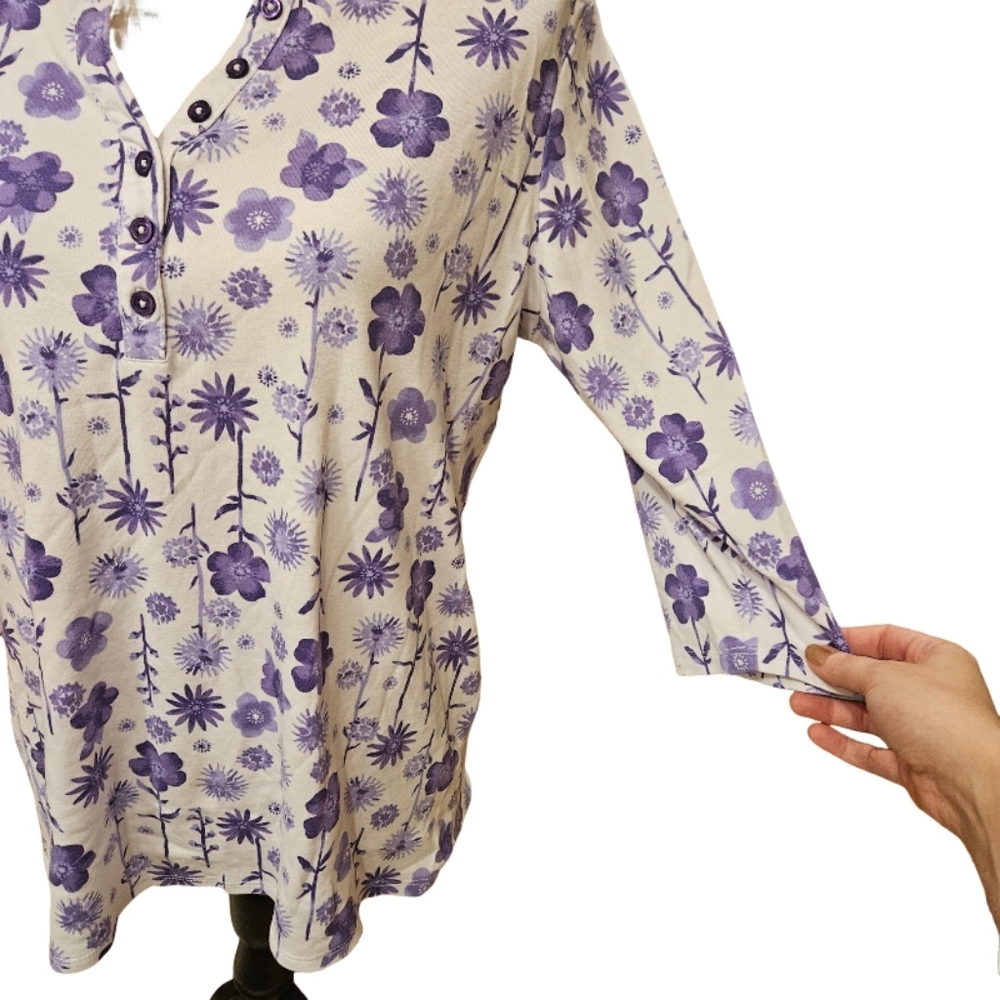 Blair - Floral Purple and White Women's Top - Picture 4 of 9